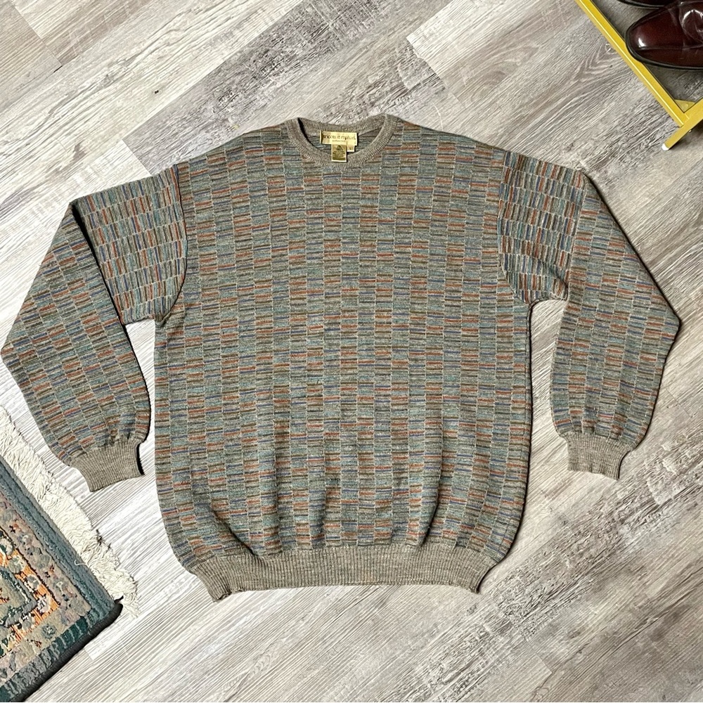 Vintage 1990s Tricots St. Raphael Textured Merino Wool 3D Knit Crewneck Sweater - Picture 6 of 11